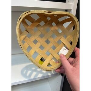 Vintage‎ Wicker/Wooden Type Heart Basket Wall Hanging